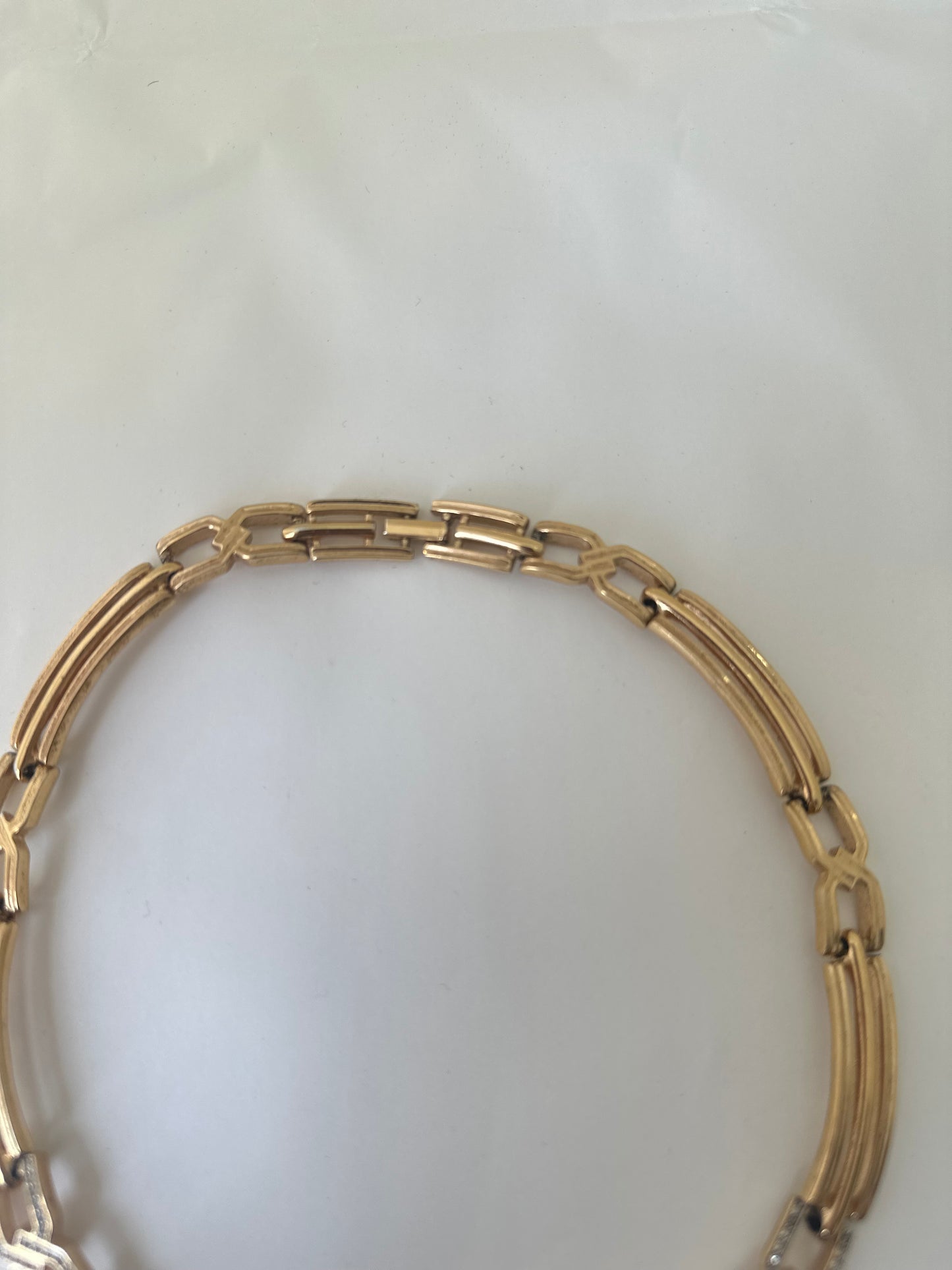 Gold Link And Rhinestone Collar Necklace