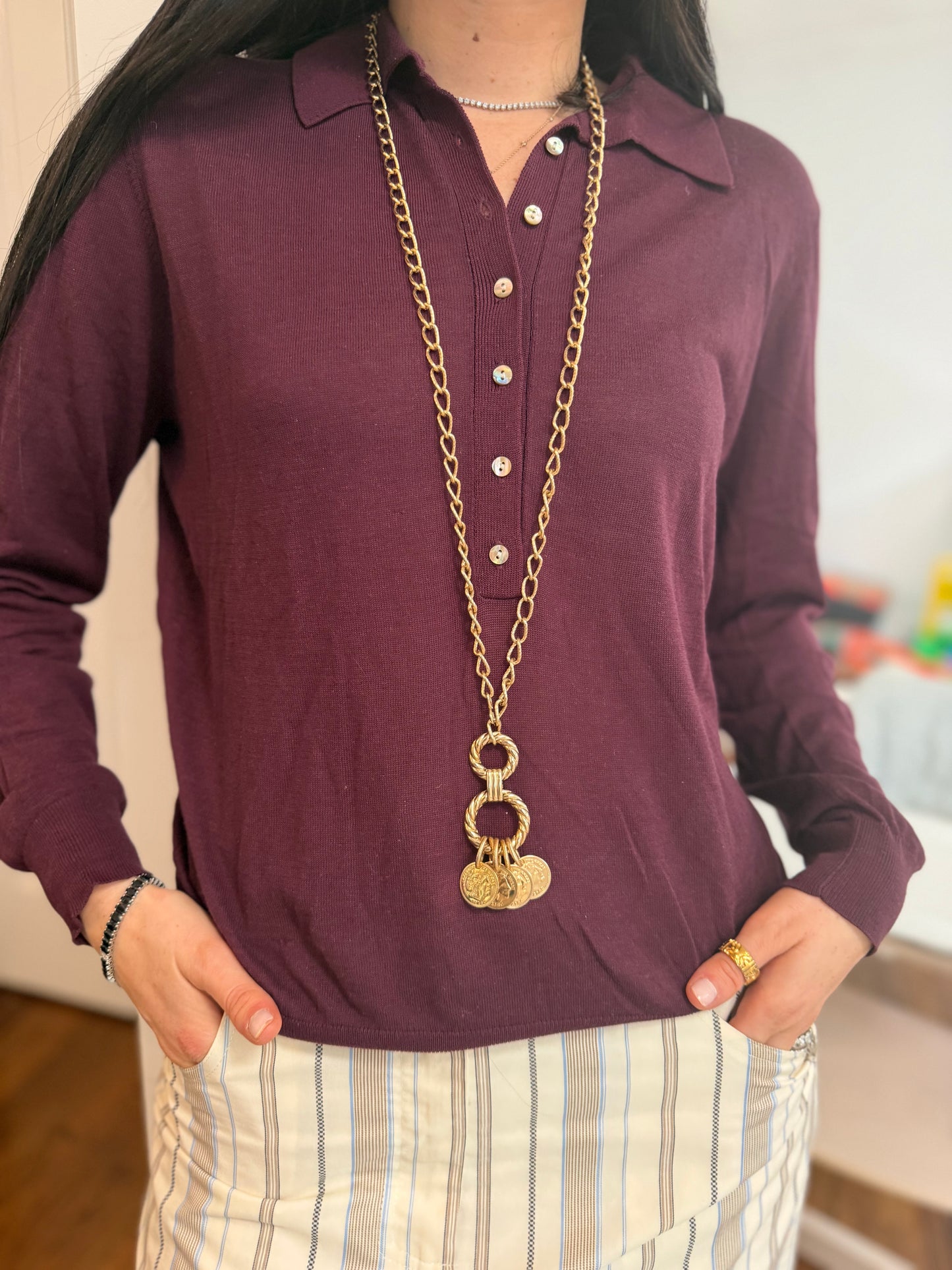 Gold Multi Coin Pendant Necklace