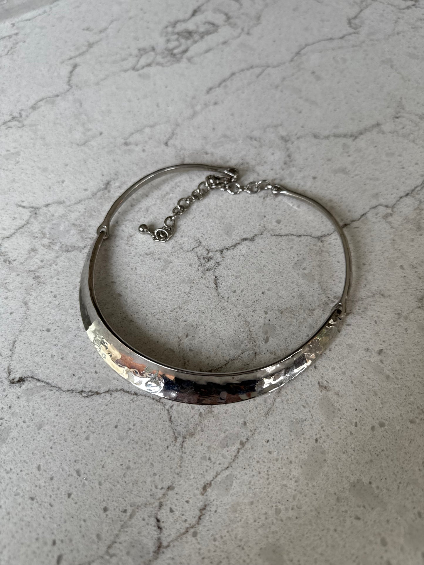 Silver Hammered Bar Necklace