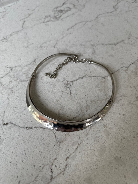 Silver Hammered Bar Necklace
