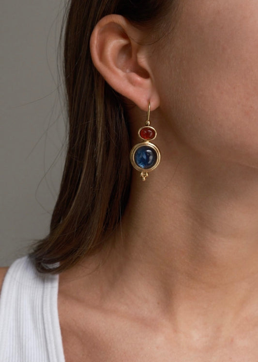 Red and Blue Drop Earrings