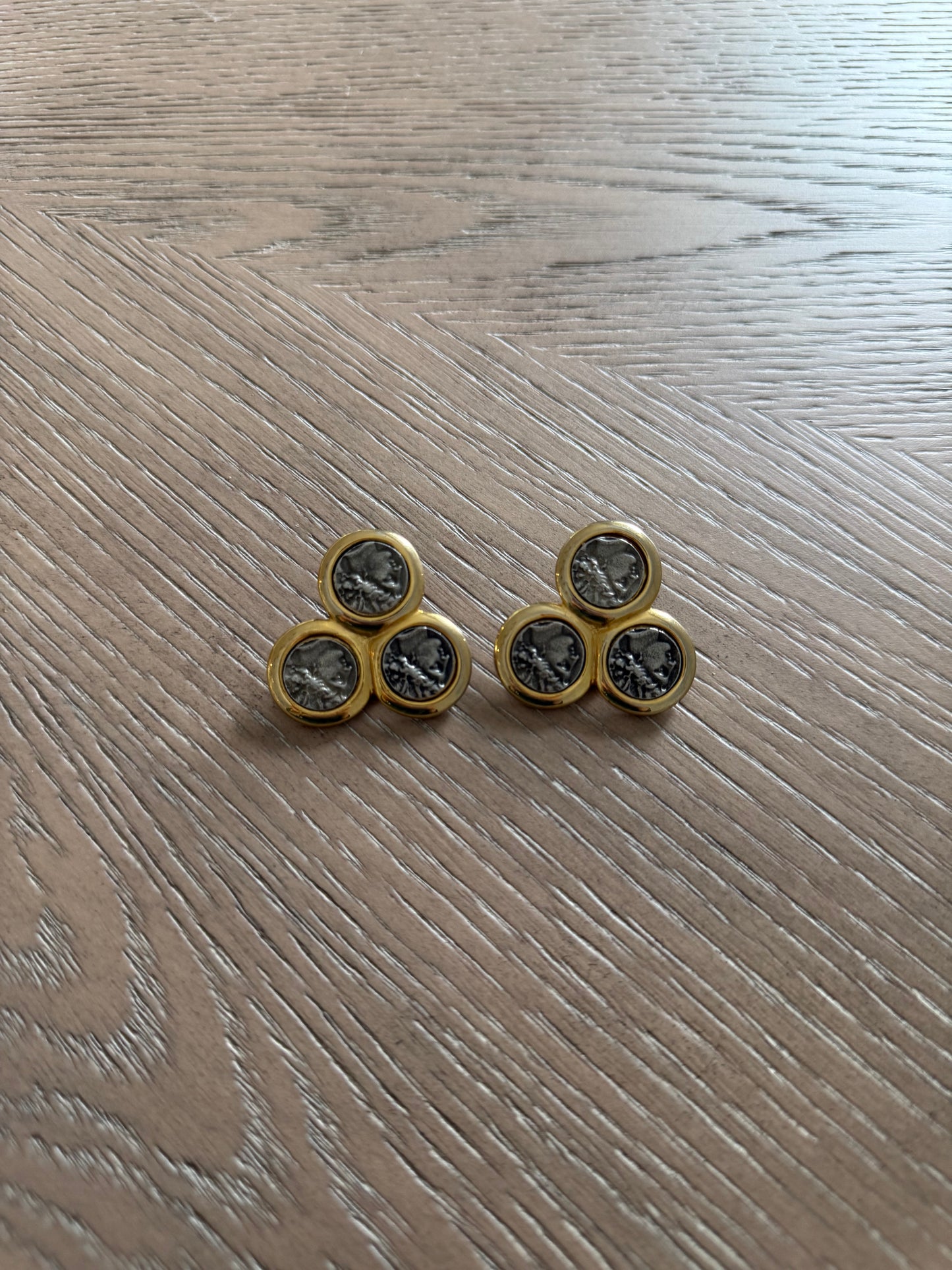 Vintage KJL Triple Coin Earrings