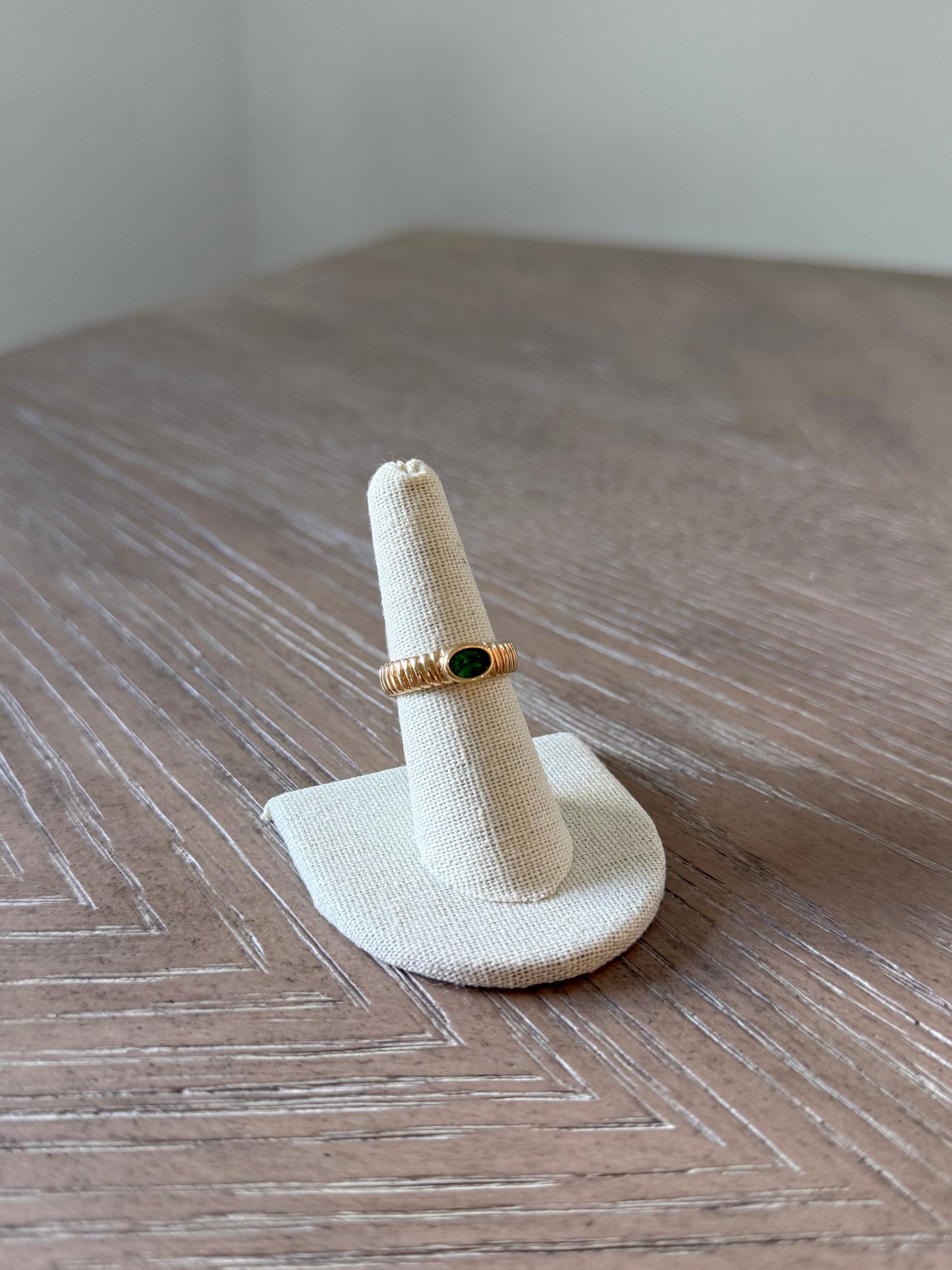 Gold Ribbed Green Stone