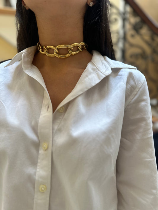 Gold Chunky Link Choker Necklace