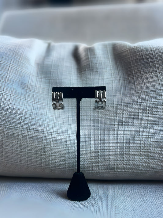 Givenchy Silver Link Half Hoop Earring