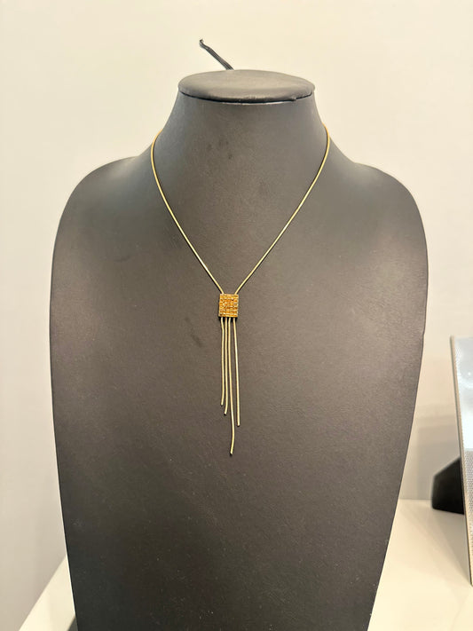 Beaded Gold Lariat Necklace