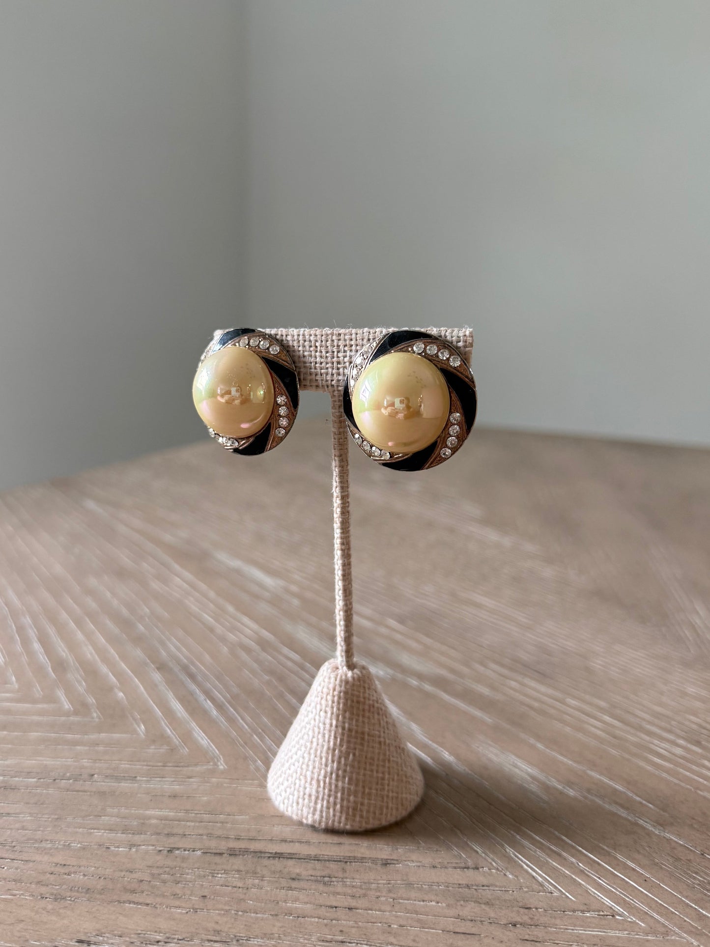 Vintage Pearl Bezeled Earrings