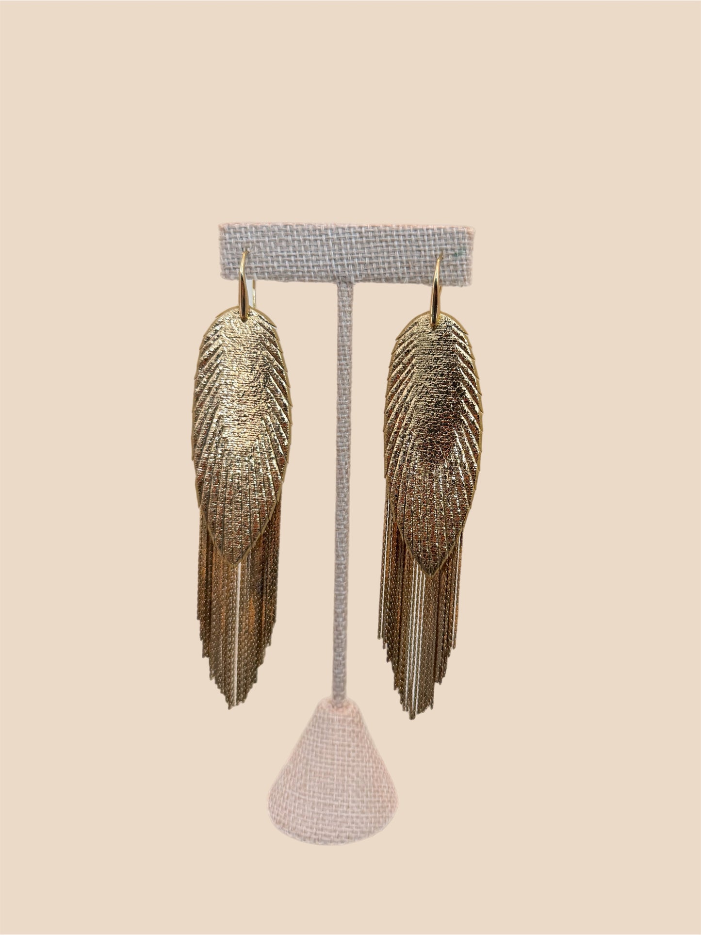 Leaf Tassel Statement Earrings