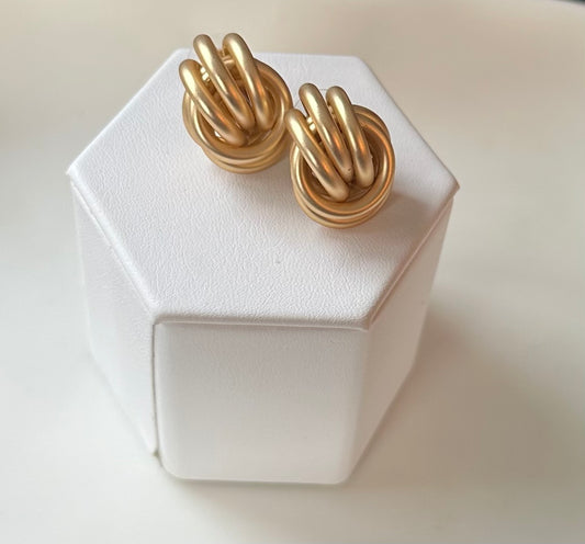 Gold Matted Knot earrings