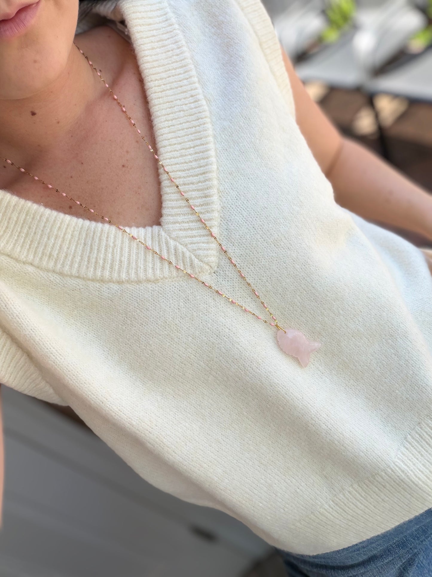 Beaded Chain Fish Necklace