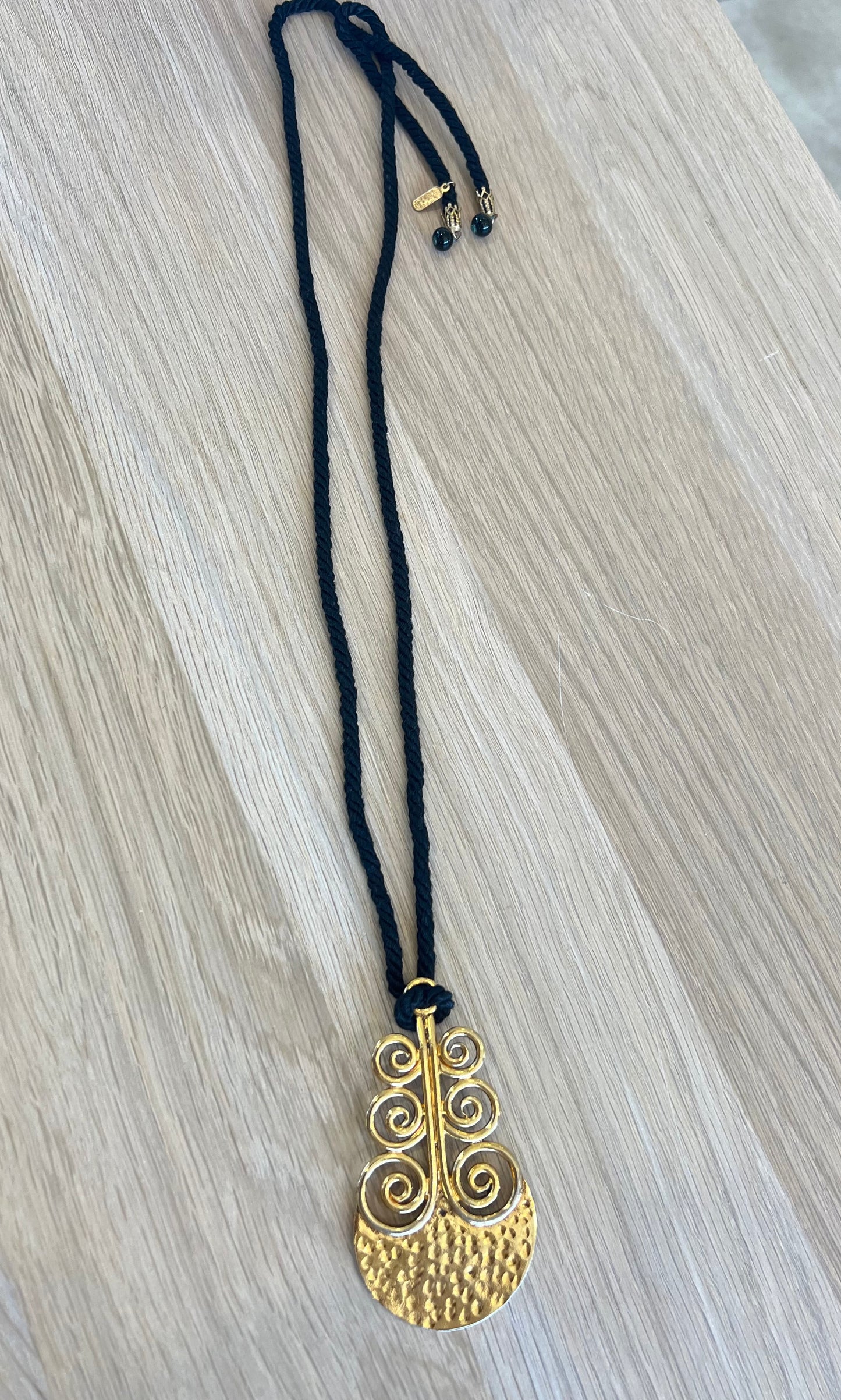 YSL Black Rope With Gold Pendant