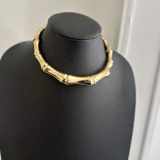 Gold Bamboo Collar Choker Necklace