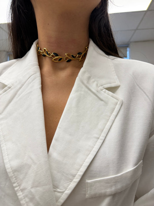 Vintage Black Floral Choker