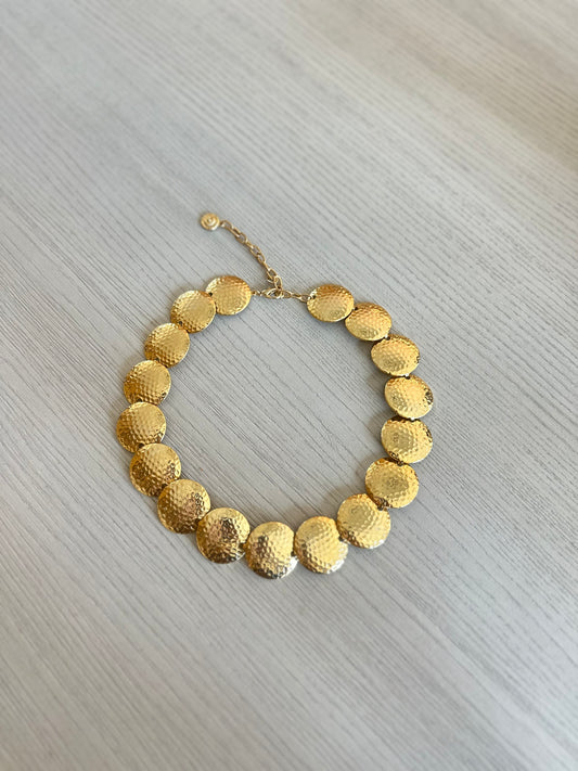 Gold Hammered Collar Necklace