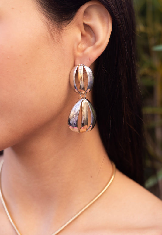 Two Tone Hanging Earrings