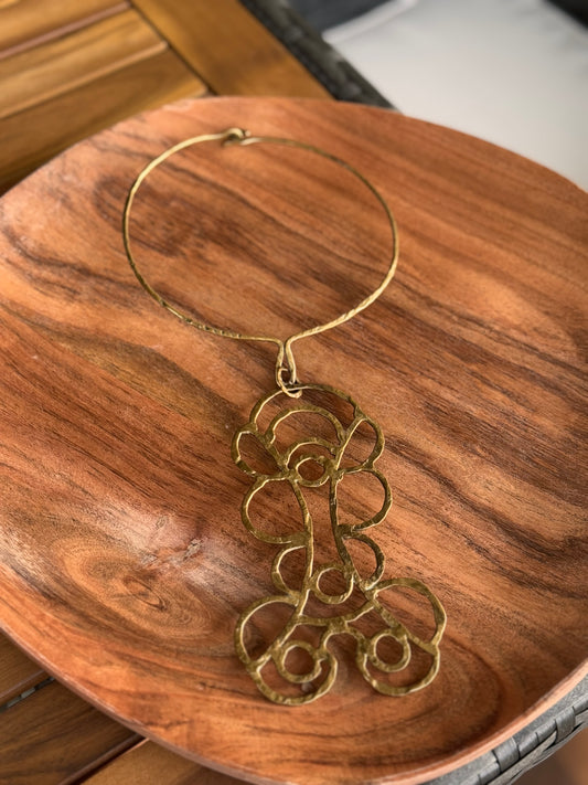 Gold Crafted Statement Brass Choker Necklace