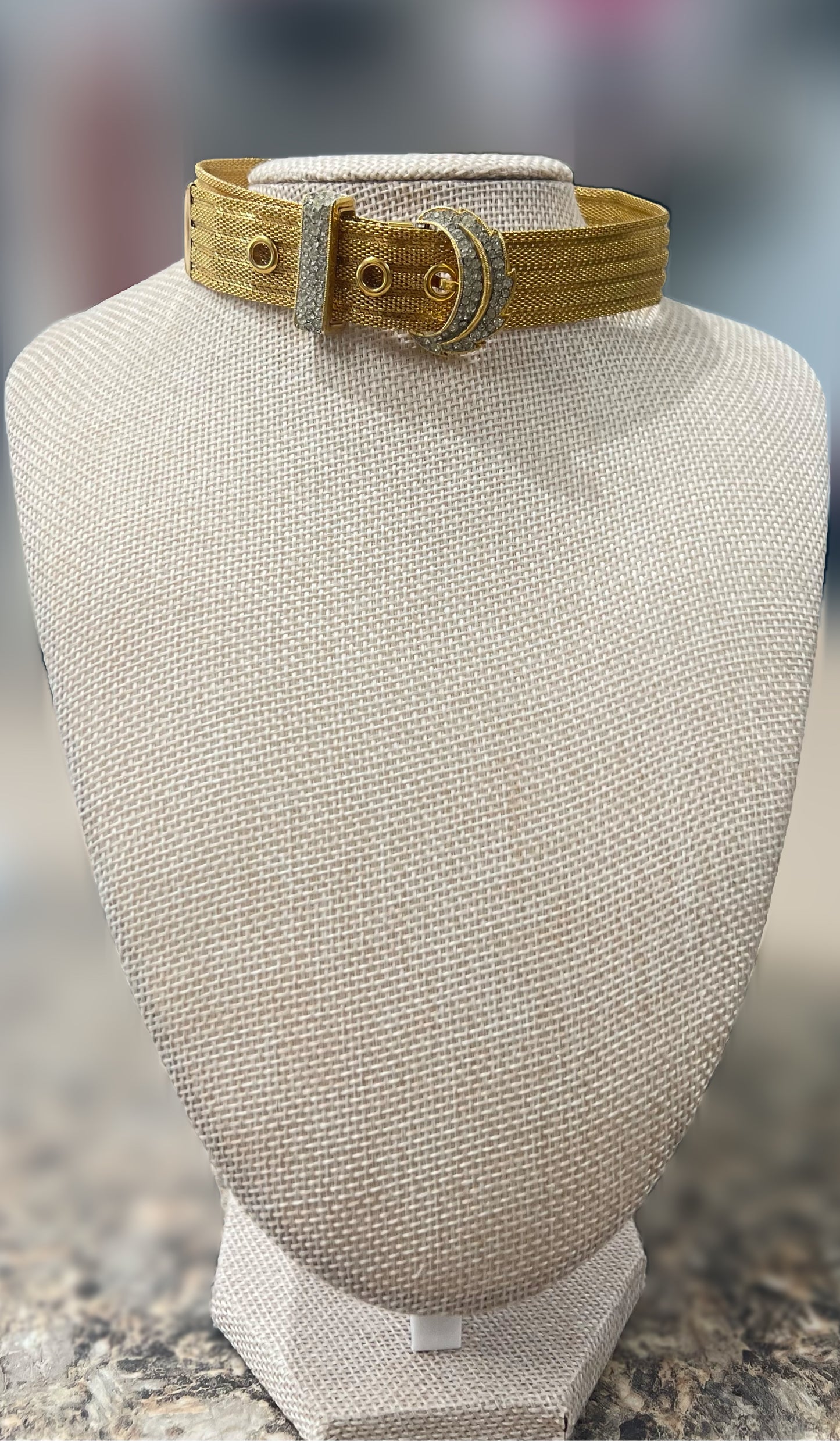 Gold Mesh Buckle Choker