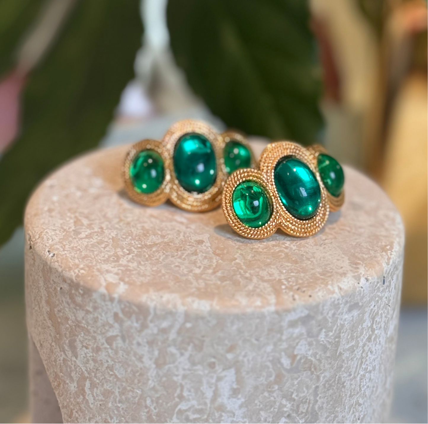 Vintage Green & Gold Earrings