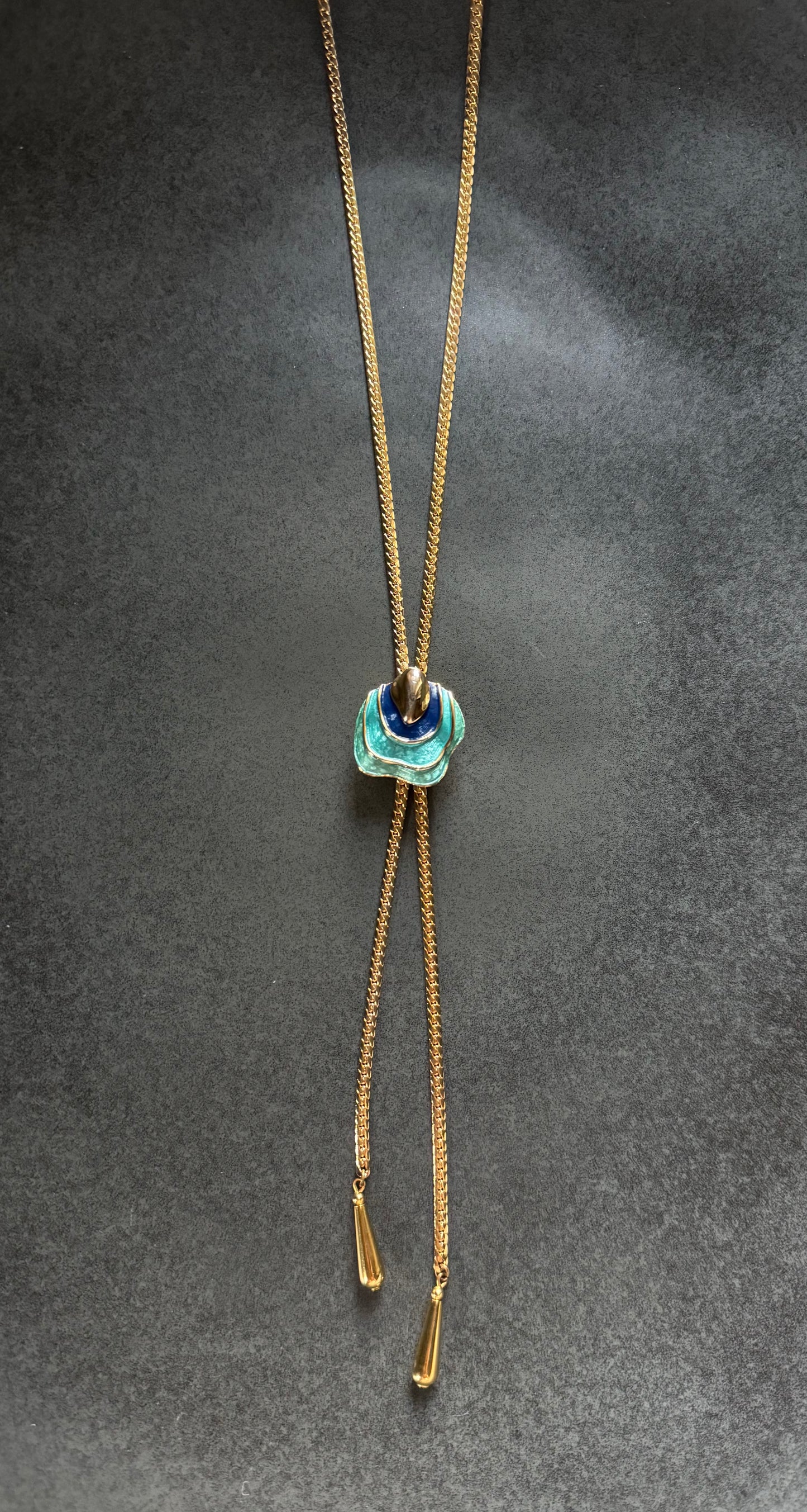 Vintage Blue Enamel Bolo Tie