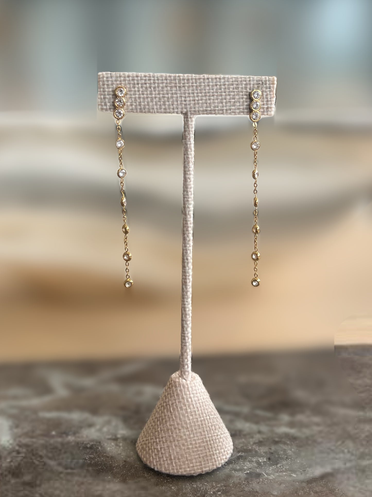 Long Gold Crystal Hanging Earring