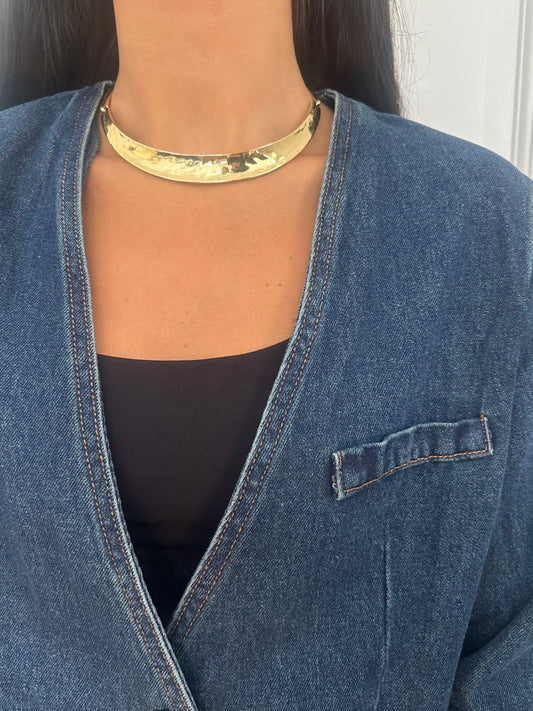 Gold Hammered Collar Necklace