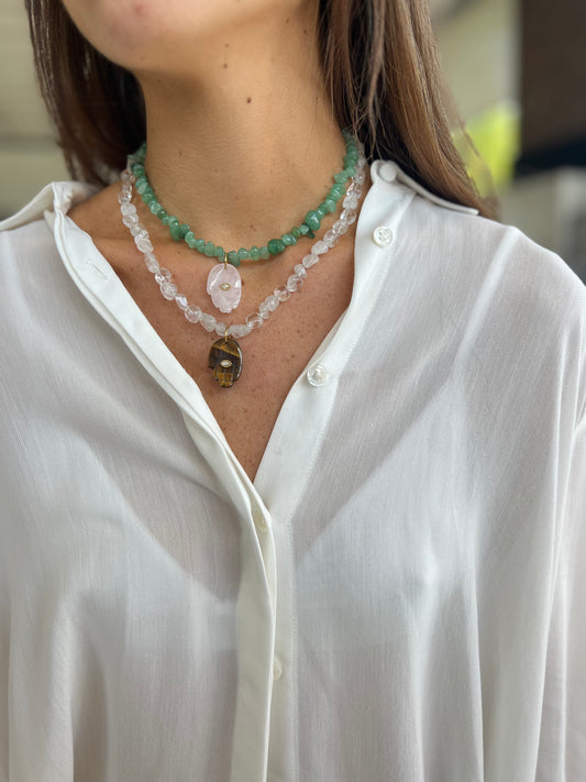 Beaded Evil Eye Hand Necklace
