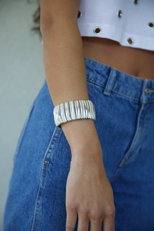 Silver And Crystal Cuff