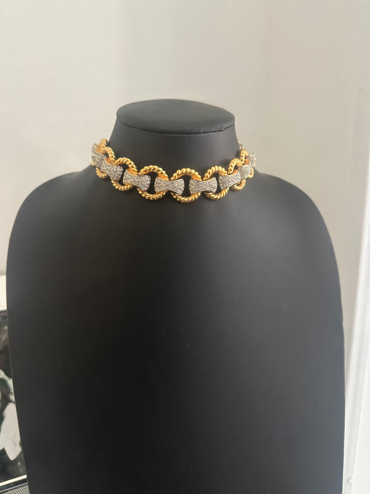 Gold and Crystal Choker Necklace