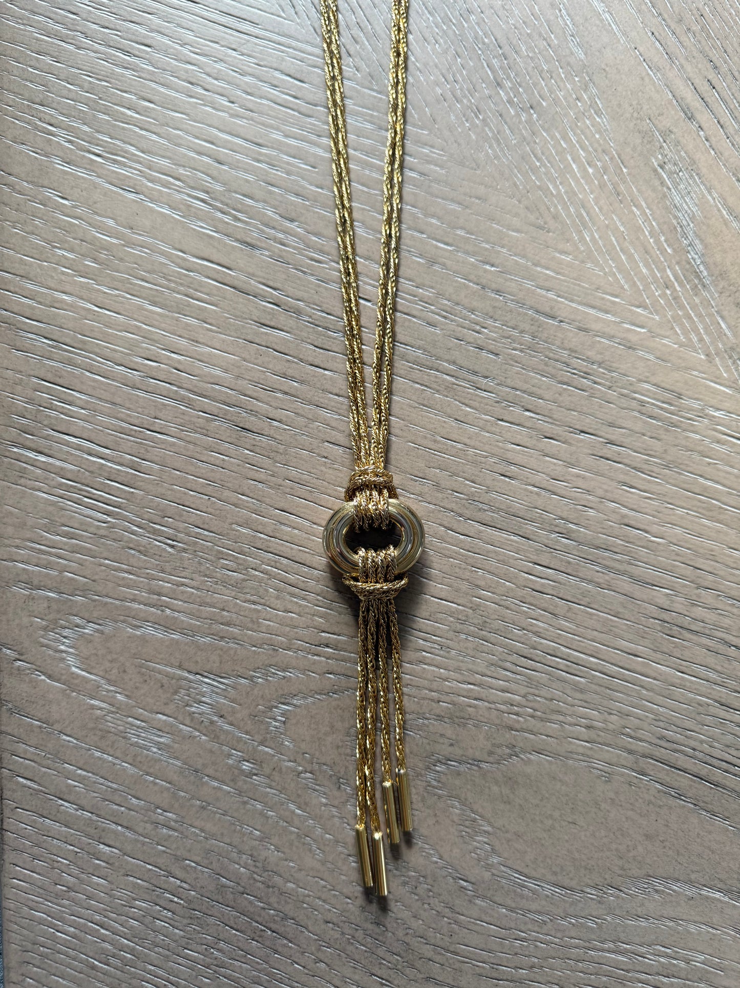 Vintage Gold Tone Multi Strand Tassel Pendant Necklace