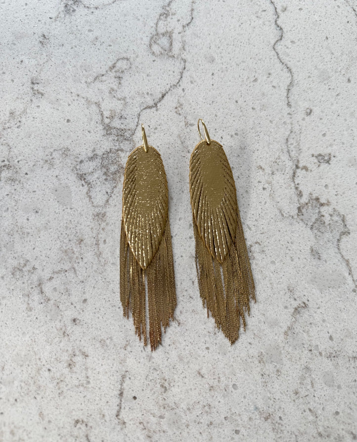 Leaf Tassel Statement Earrings