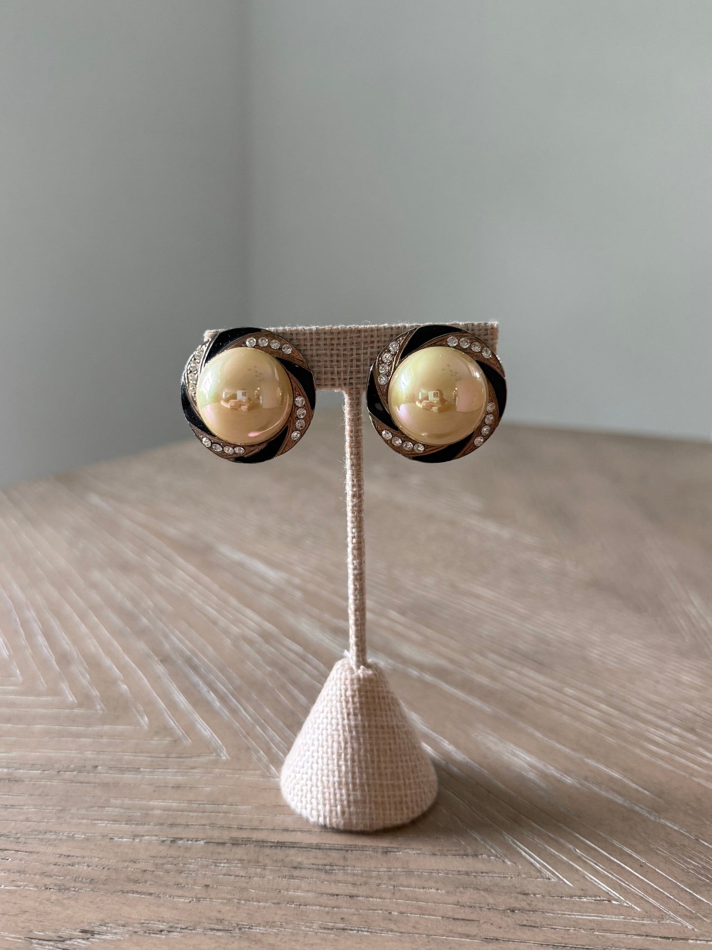 Vintage Pearl Bezeled Earrings