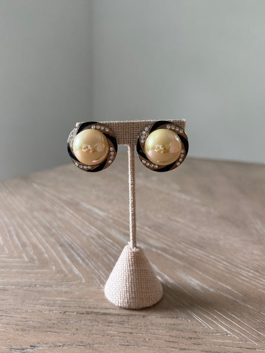 Vintage Pearl Bezeled Earrings