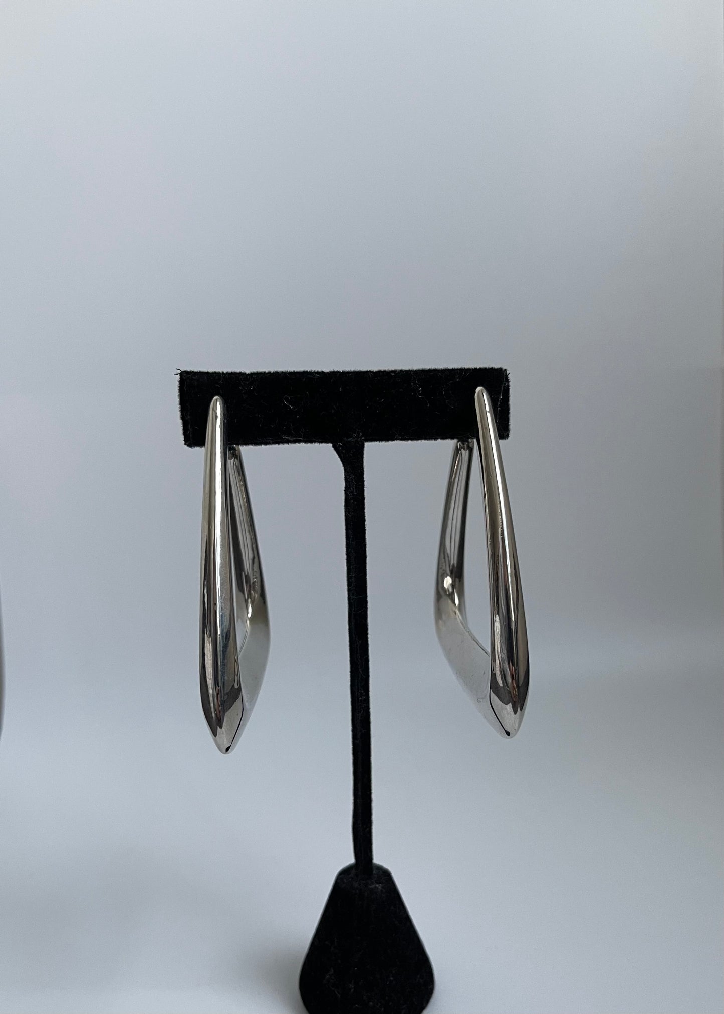 Silver Oversized Triangle Hoops