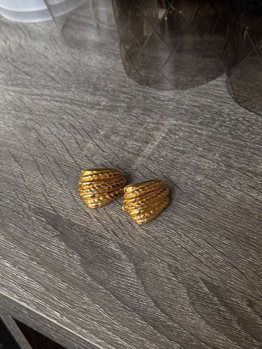 Ciner Gold Textured Earrings