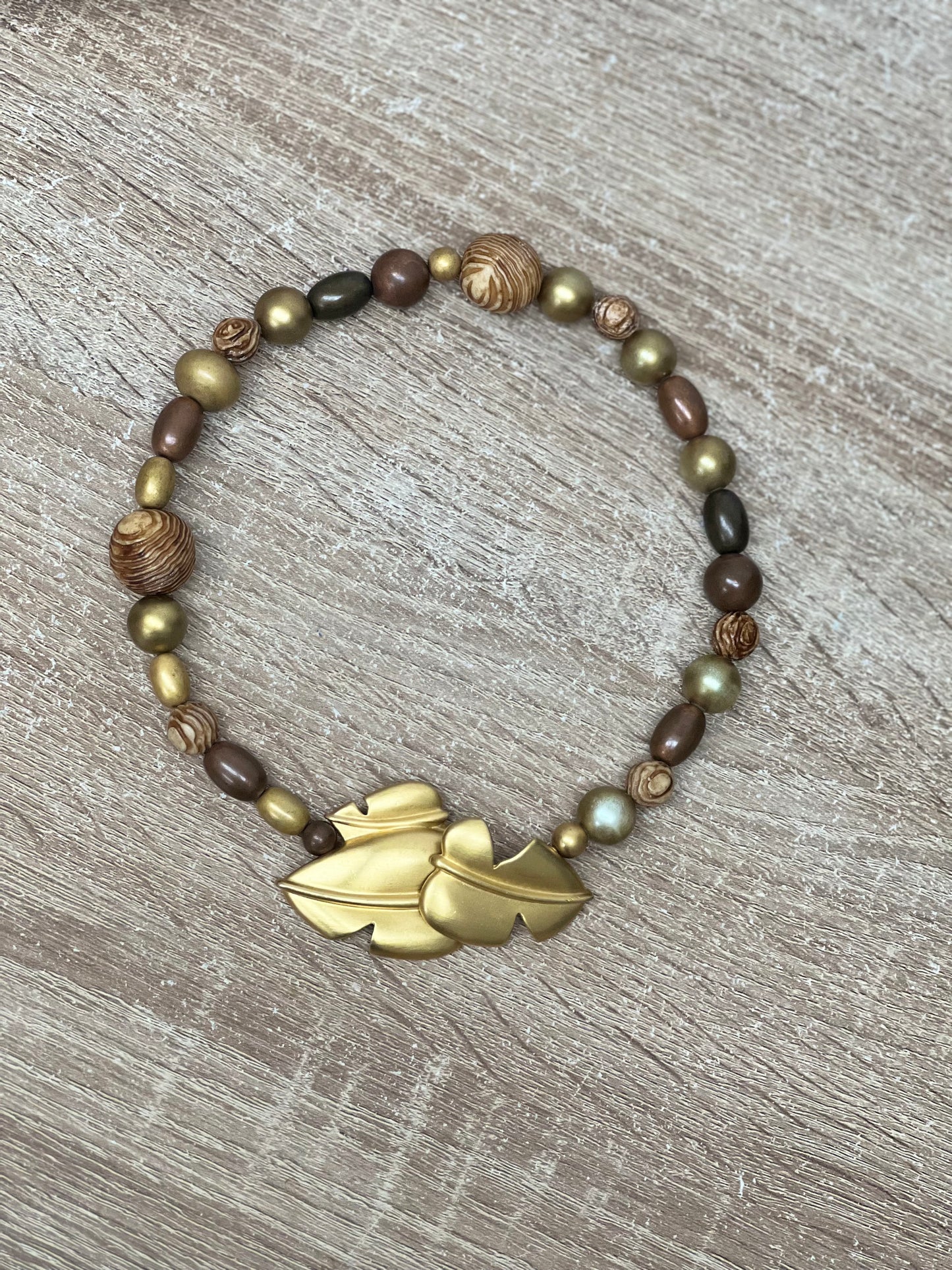 Givenchy Beaded Leaf Pendant Necklace