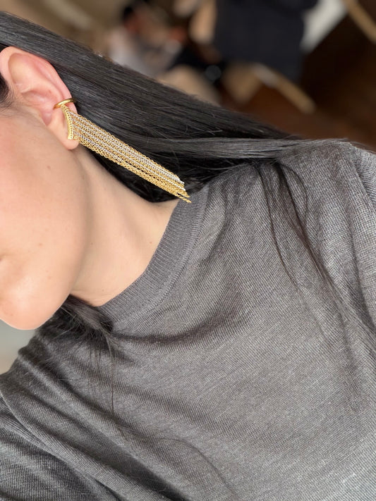Two Tone Tassel Ear Cuff
