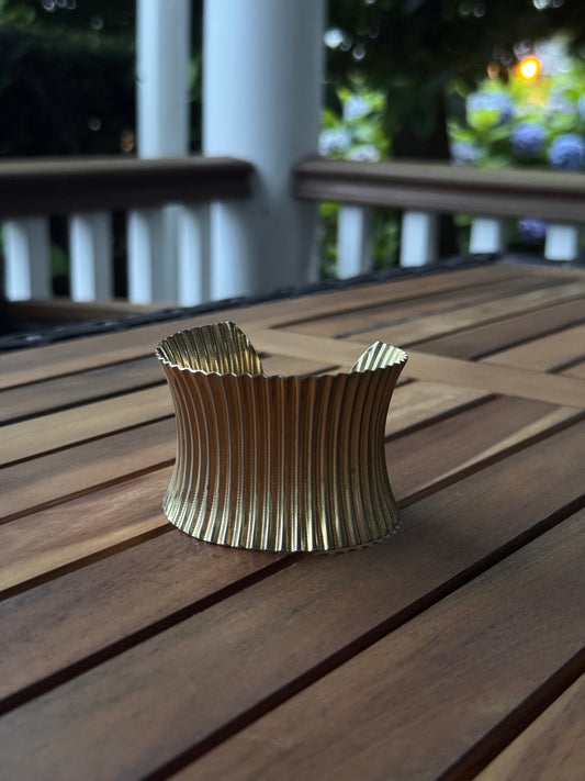 Gold Ribbed Vintage Cuff