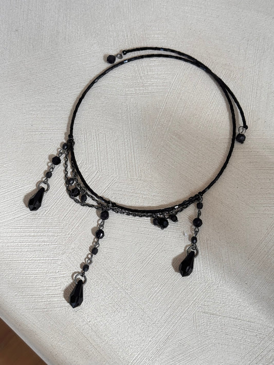 Black Beaded Choker Necklace
