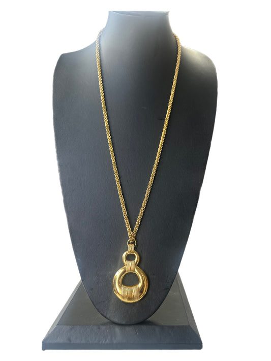 Vintage Gold Pendant Long Chain Necklace