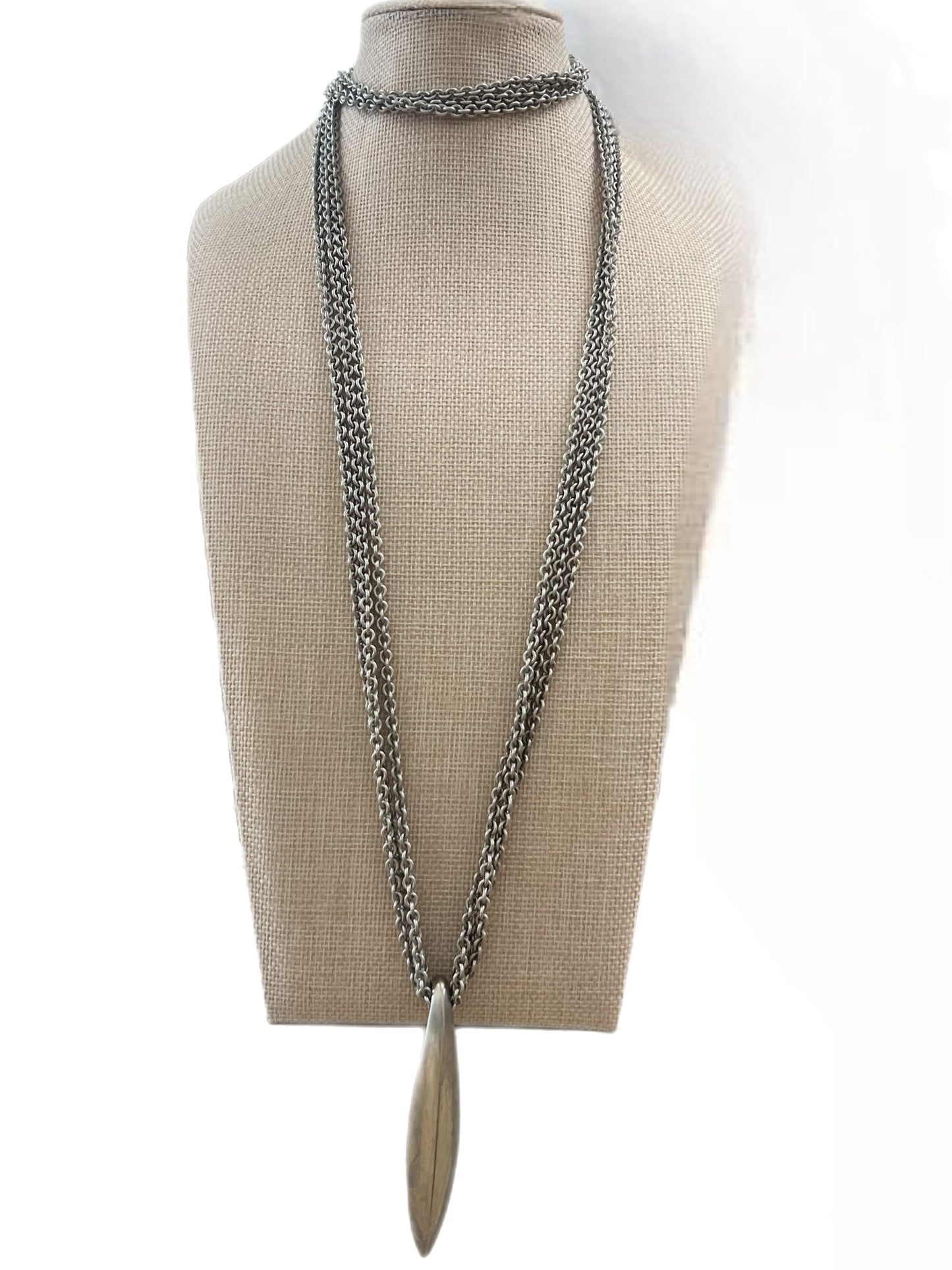 Brushed Silver Multi Chain Pendant Necklace