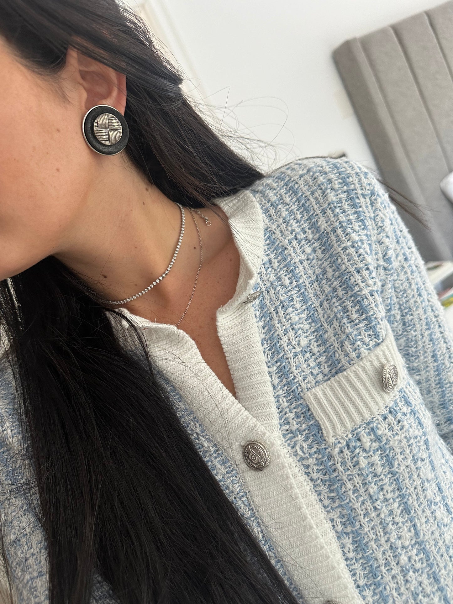 Black and Silver Circle Earrings