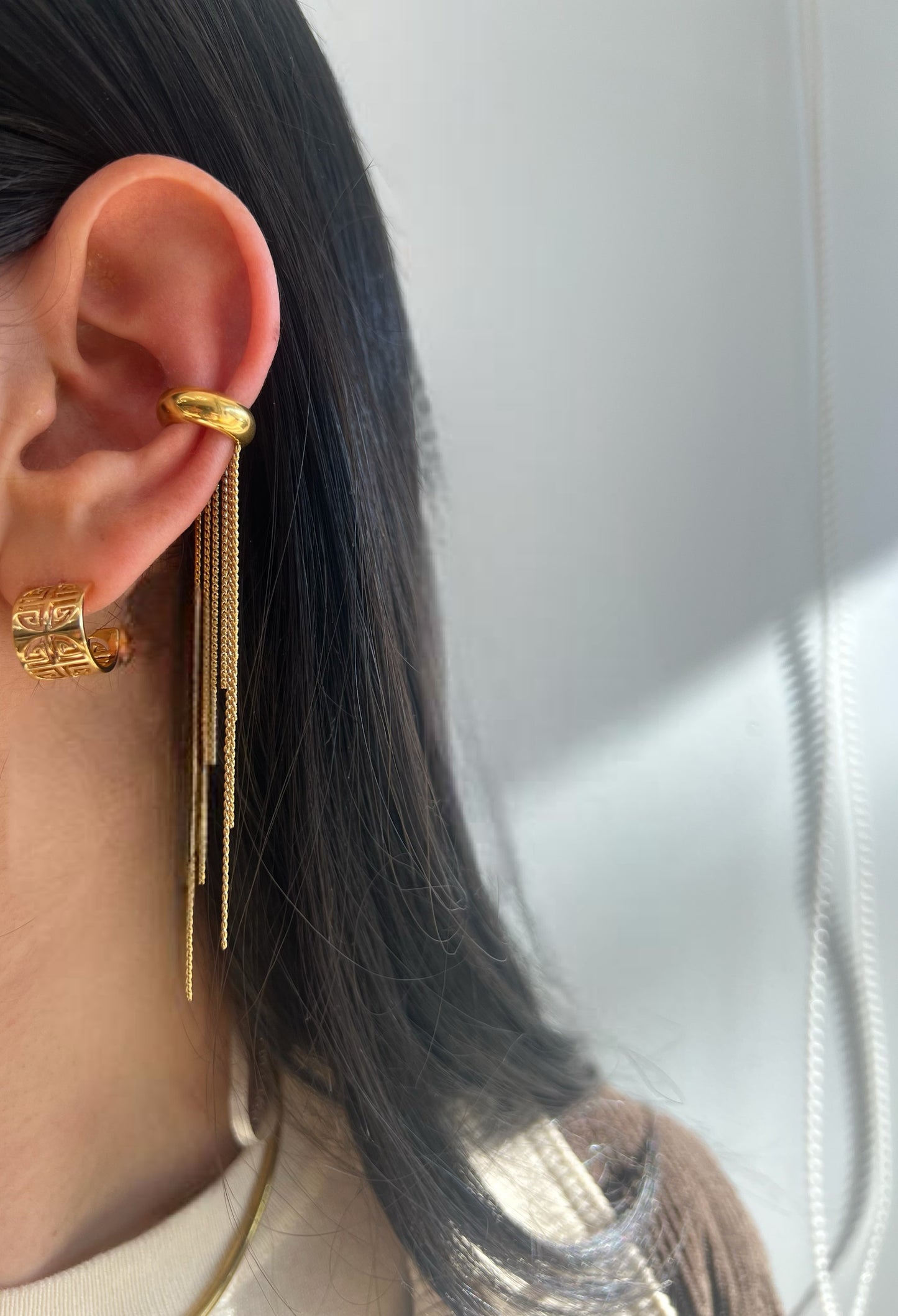 Gold And Silver Tassel Ear Cuff