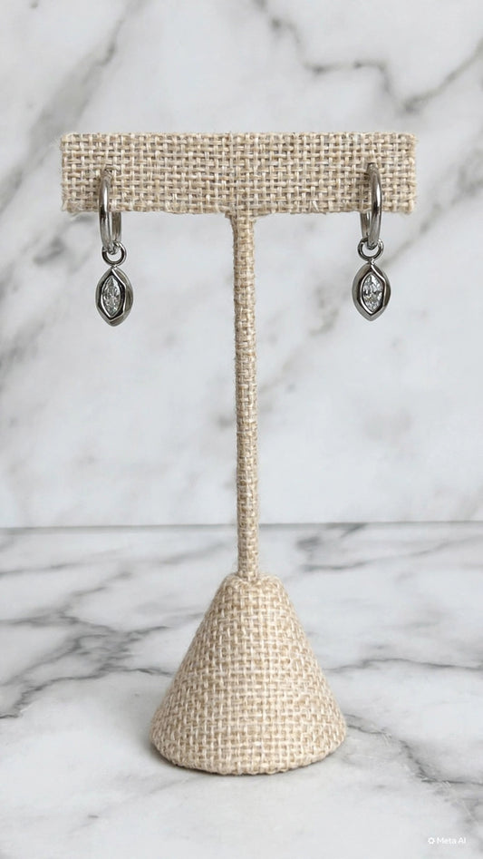 Silver Huggie Bezeled Earring