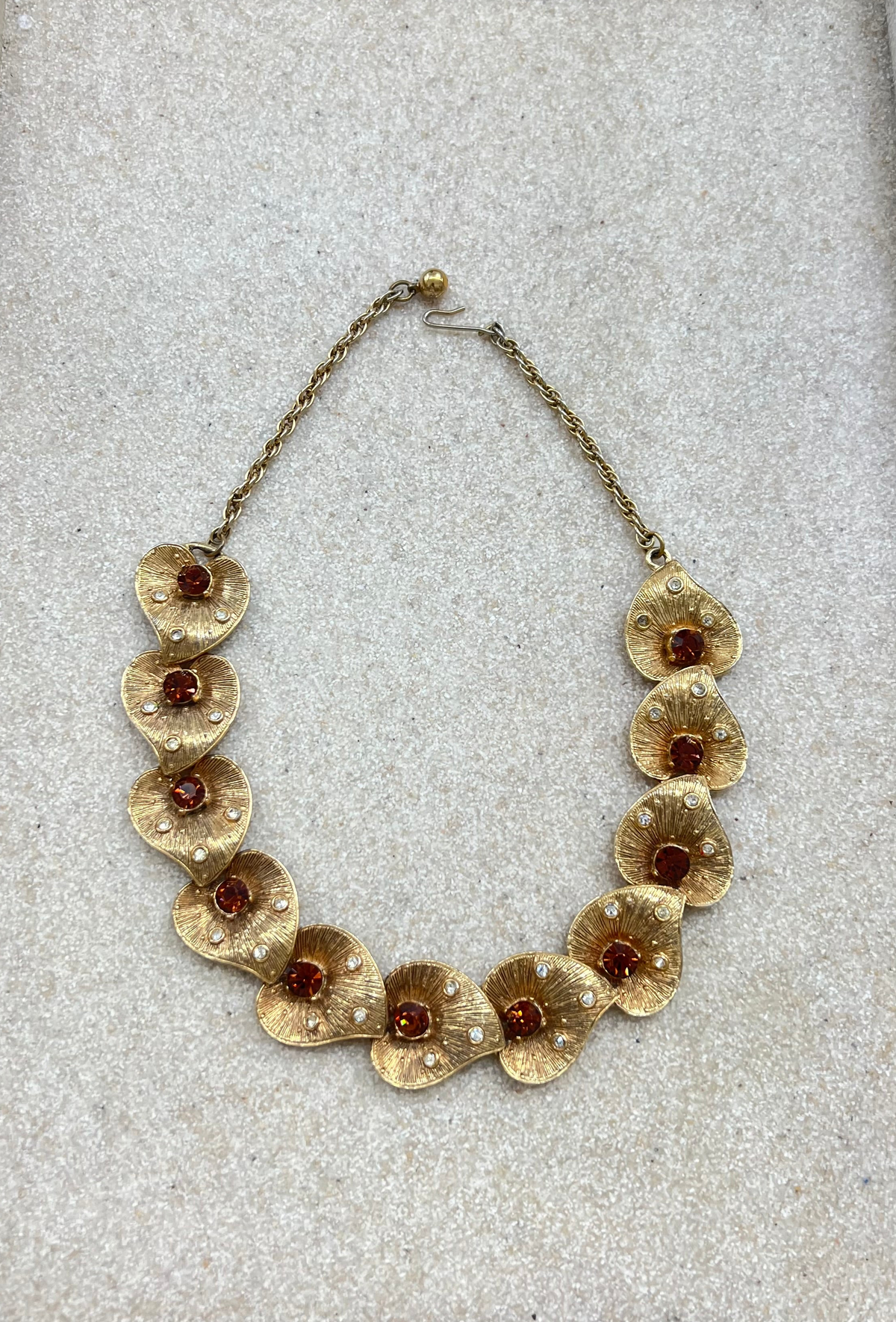Tigers Eye Gold Leaf Choker Necklace