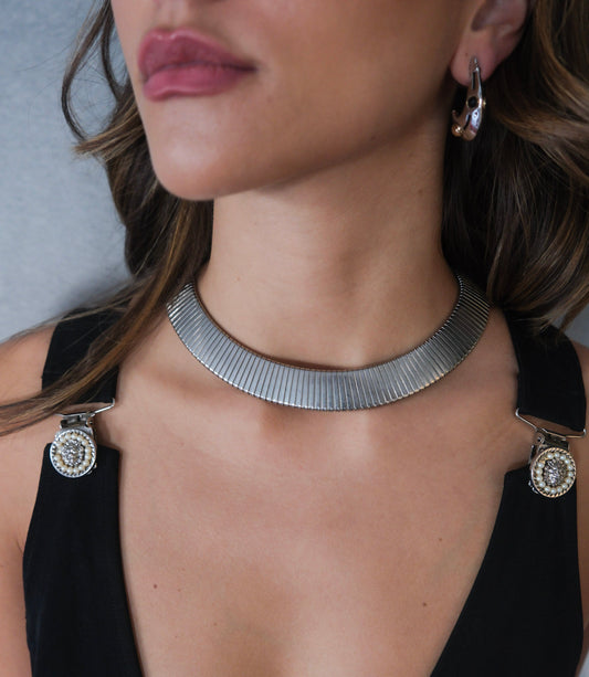 Vintage Silver Omega Collar Necklace