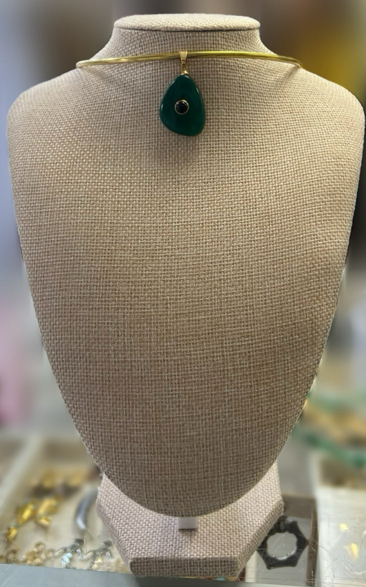 Gold Wire With Green Charm