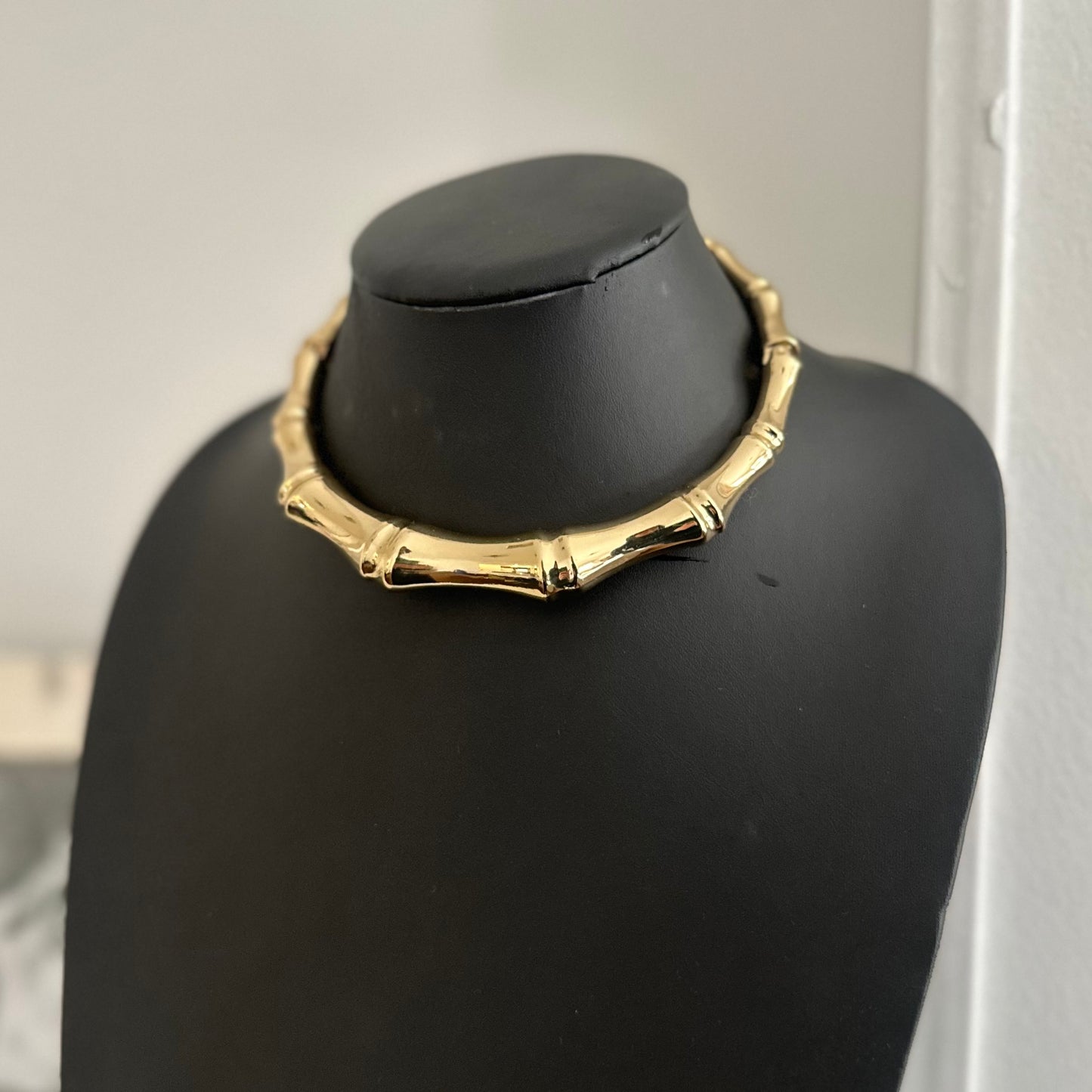 Gold Bamboo Collar Choker Necklace