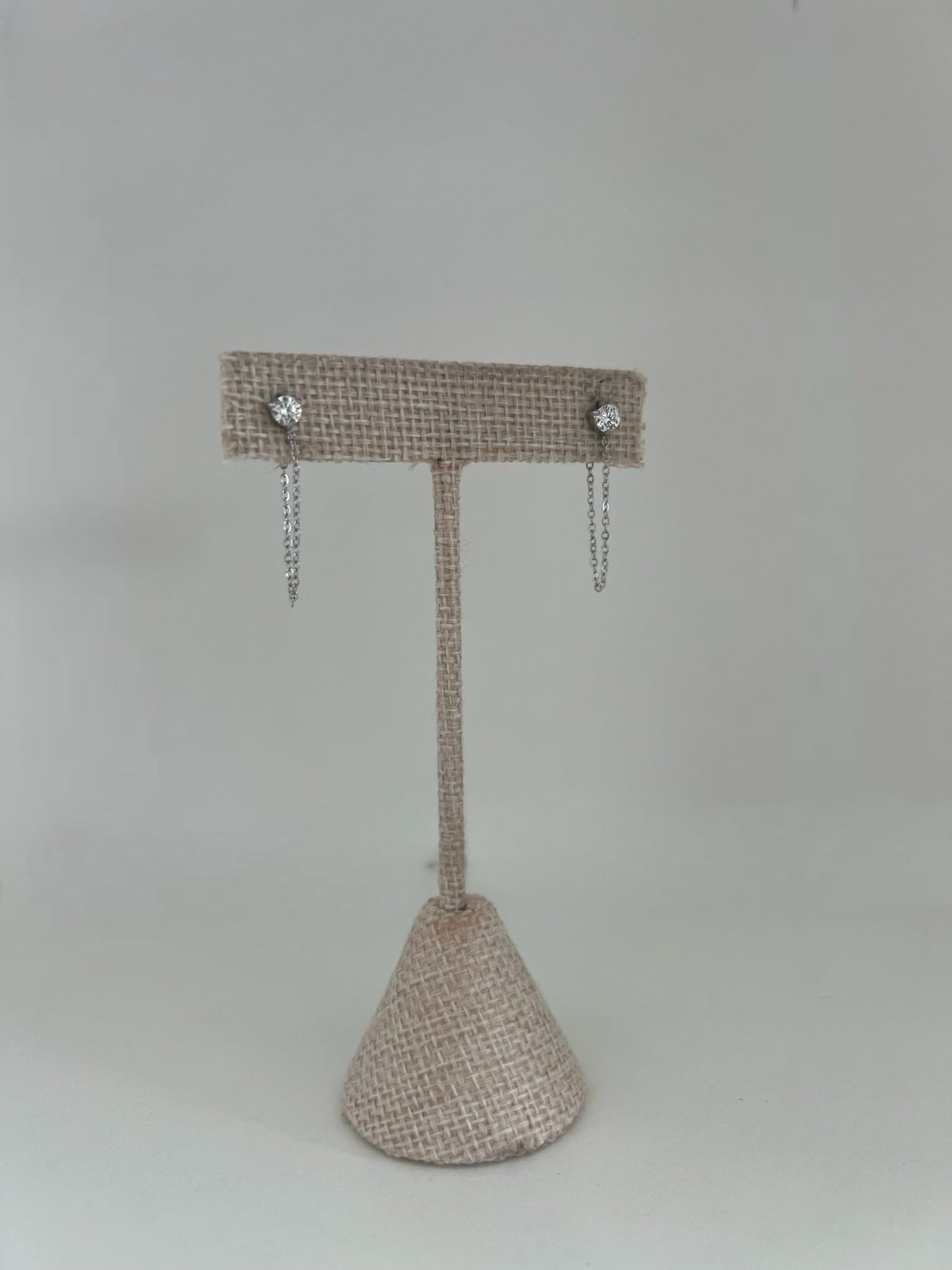 Silver Hanging Crystal Huggie Earrings