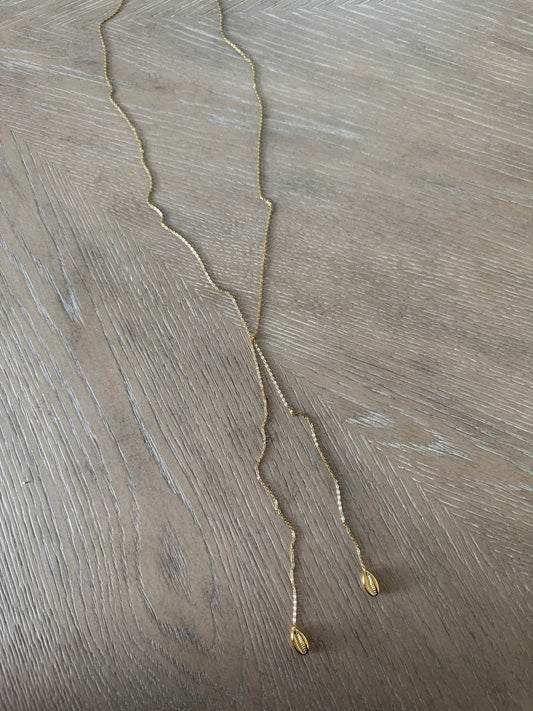 Gold Lariat With Shell Charm