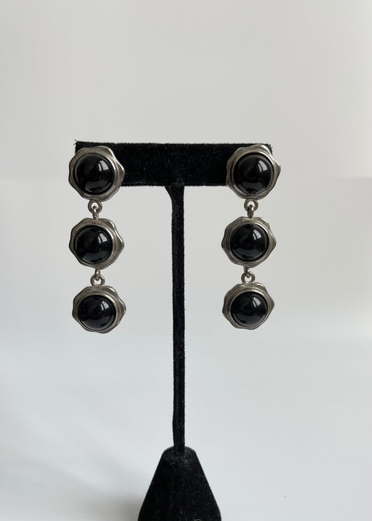 Black Circle Hanging Earrings